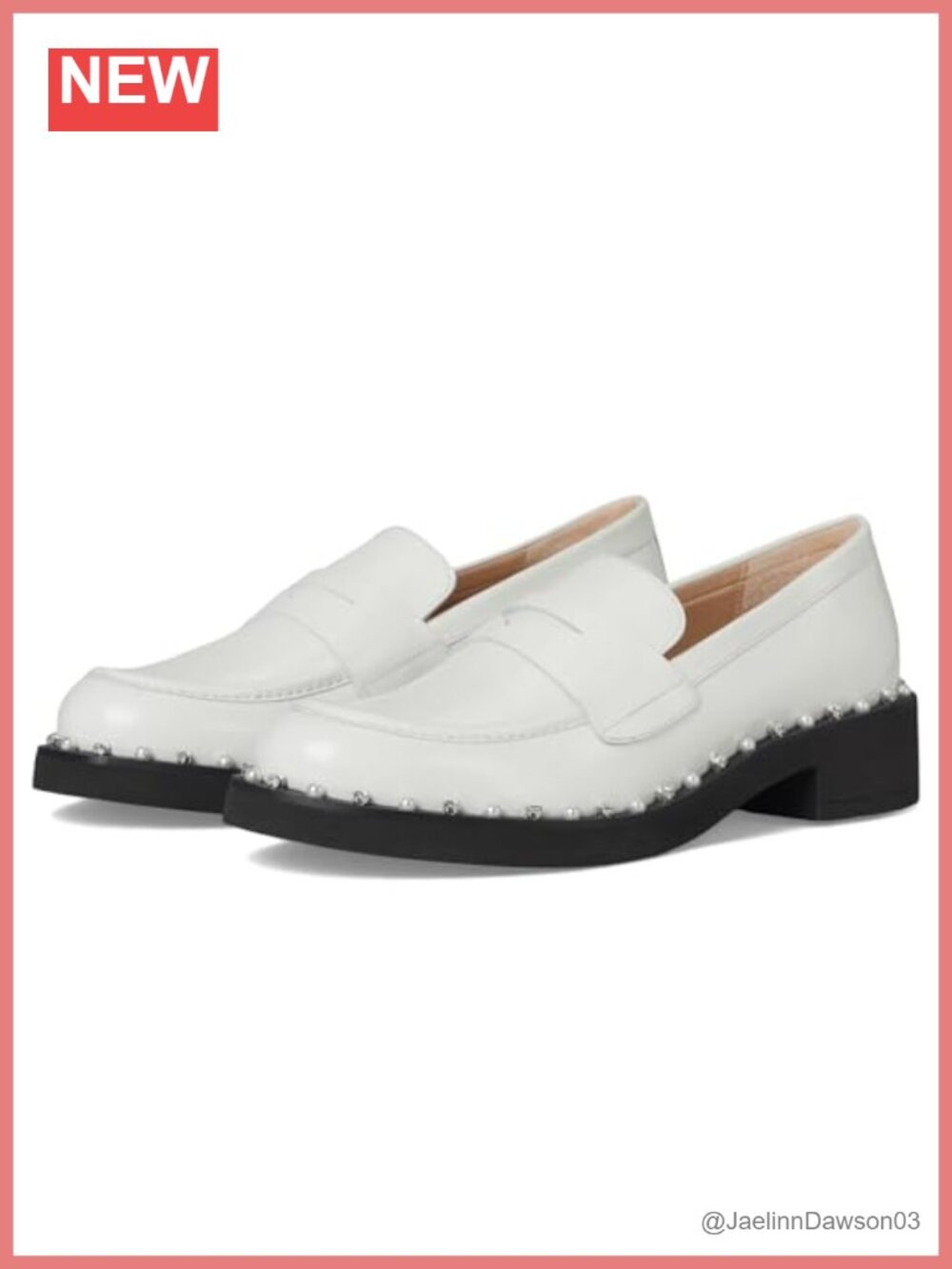 Stuart Weitzman Reverie Studded Leather Loafers Block Heel Women's 8